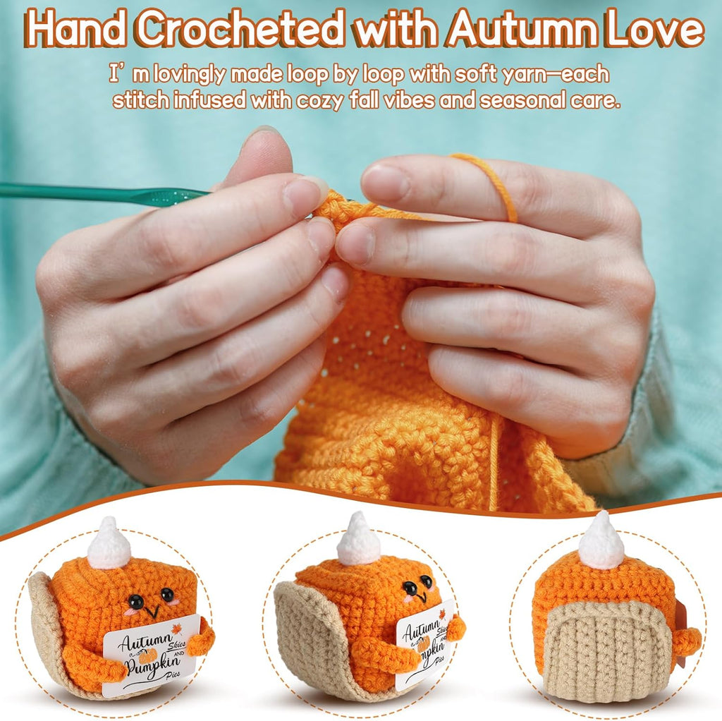 Skiennix Mini Pumpkin Pie Crochet Doll - Cute Fall Decor for Thanksgiving | Plush Autumn Table Decoration