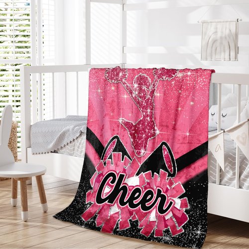 Girls Blanket, Cheerleading Throw Blankets for Kids Teens Adults Cheerleaders Team(40”x50”) Soft Cozy Pink Throw for Sofa Couch Bed Trip Car Home Decor