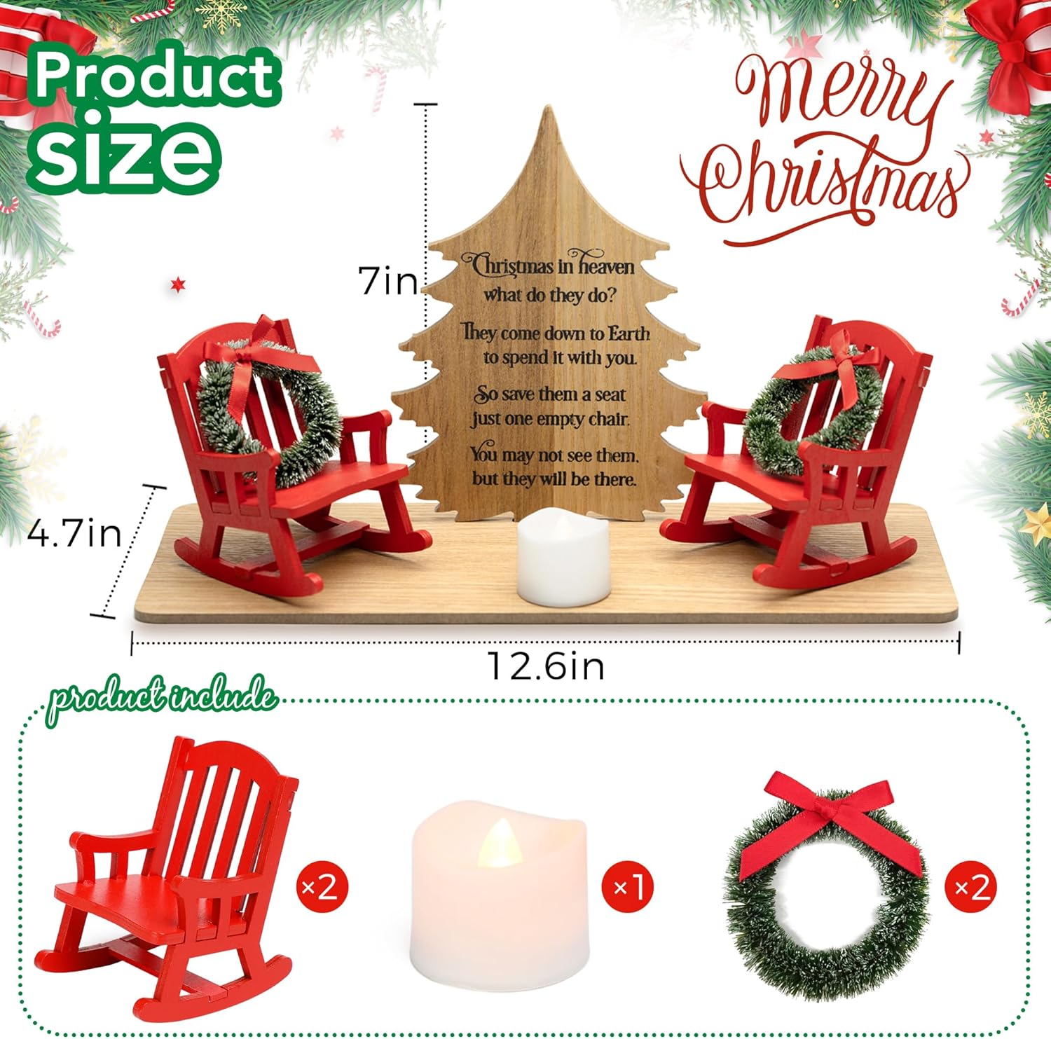Regine Switzerland Christmas Memorial Candle Holders - Elegant Rocking Chair Ornament for Remembrance