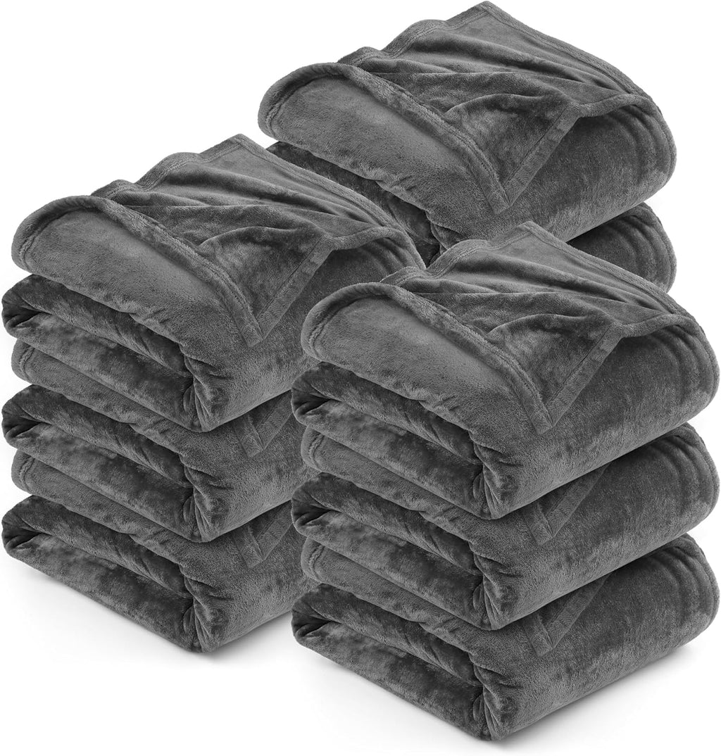 Utopia Bedding Grey Fleece Blanket - Luxury Soft King Size 90x102 Inch | Bulk Pack of 9