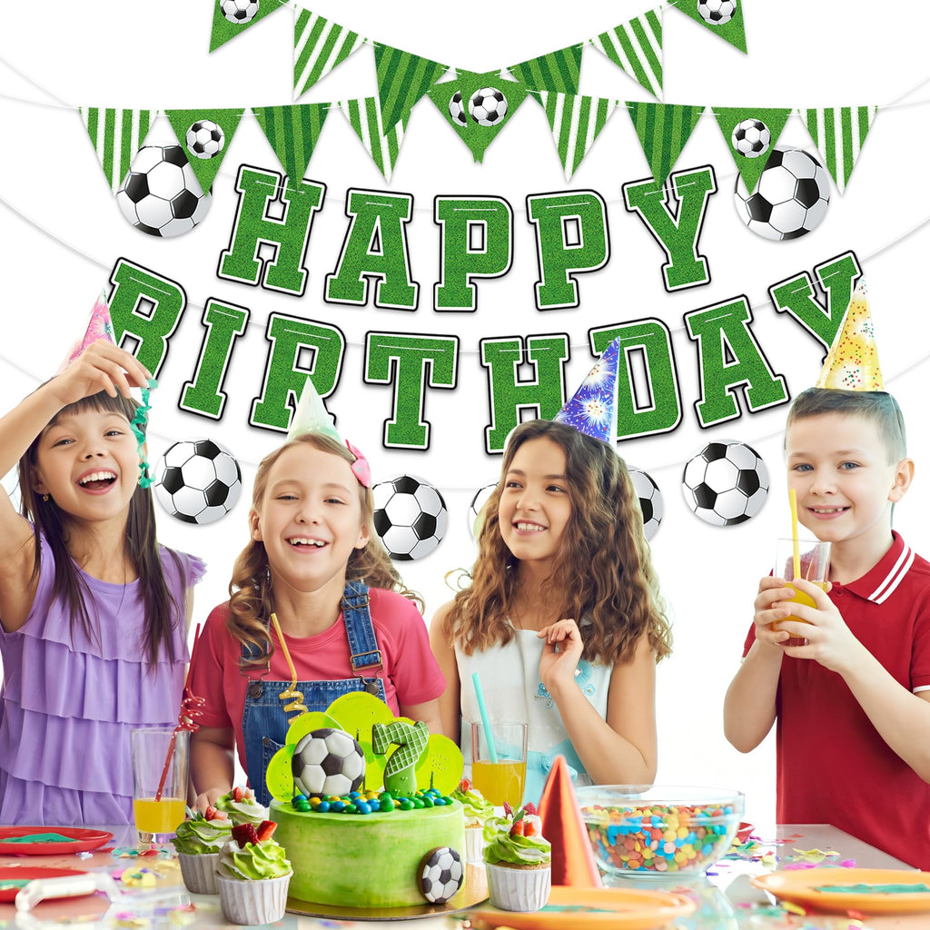 Soccer Happy Birthday Banner Soccers Sports Paper Garland Soccer Pennant Bunting Flag Decor Soccers Happy Birthday Party Decorations for Kids Boys and Girls Sports Football Birthdays Party Supplies