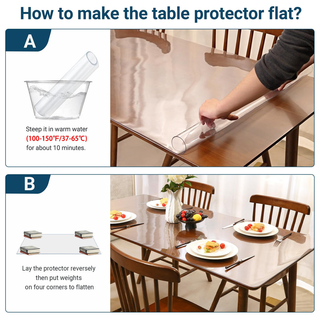 NAP2WELL Clear Table Cover Protector Rectangle 42 x 90 Inch, 2.0mm Transparent Plastic Table Protector Waterproof, Anti-Scratch Clear Desk Mat for Office Desktop Dresser Dining Table, FDA Compliant