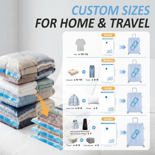 Cozy Essential Vacuum Storage Bags - Rechargeable Cordless USB Pump for Clothes & Bedding | 12-Piece Combo