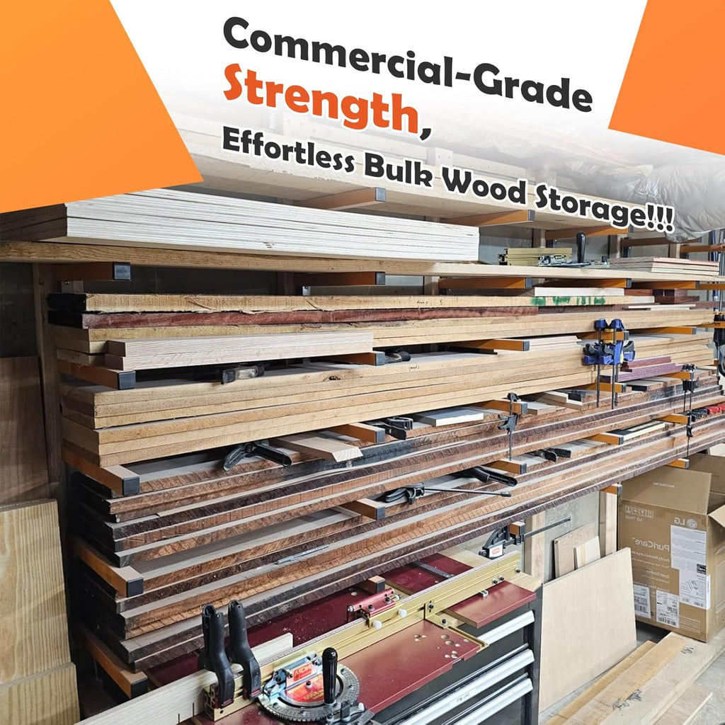 Wefaith Wood Organizer - Heavy Duty Metal Cantilever Storage Rack | Holds Up to 600 lbs, 3-Level Design, 2 Pack
