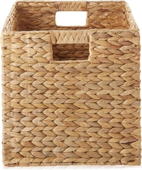 Casafield Water Hyacinth Storage Baskets - Set of 4 Collapsible 12" x 12" Woven Organizers for Home