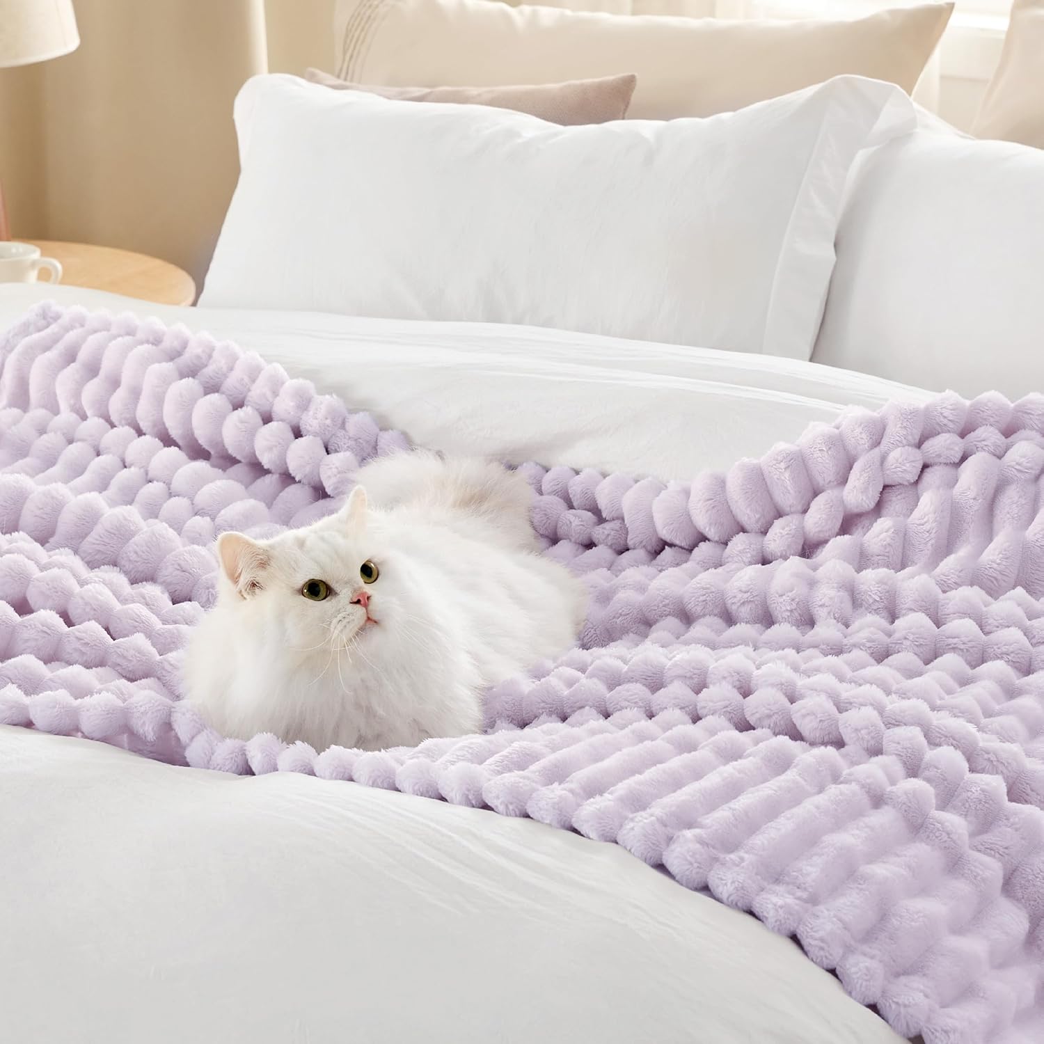 Bedsure GentleSoft Twin Blanket - Cozy Lavender Fog Throw for Women | Soft, Large 66x90 Inches