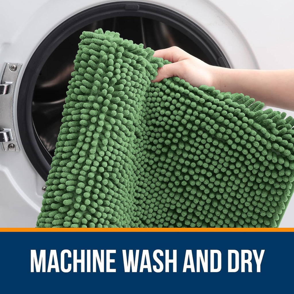 OLANLY Bathroom Rugs - Extra Soft Absorbent Chenille Mats | 30x20 Olive Green, Quick Dry & Machine Washable