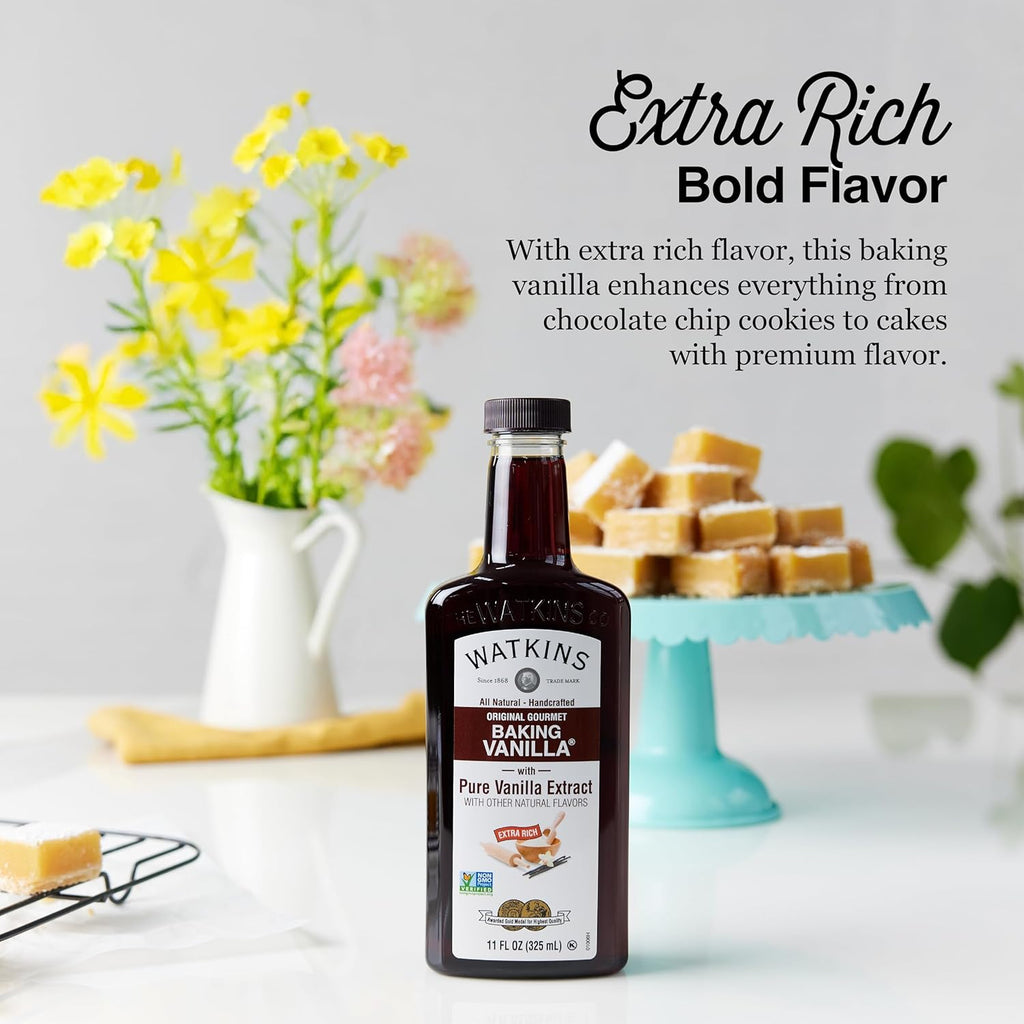 Watkins Gourmet Baking Vanilla - All-Natural Pure Vanilla Extract, 11 Fl Oz (Single Bottle)