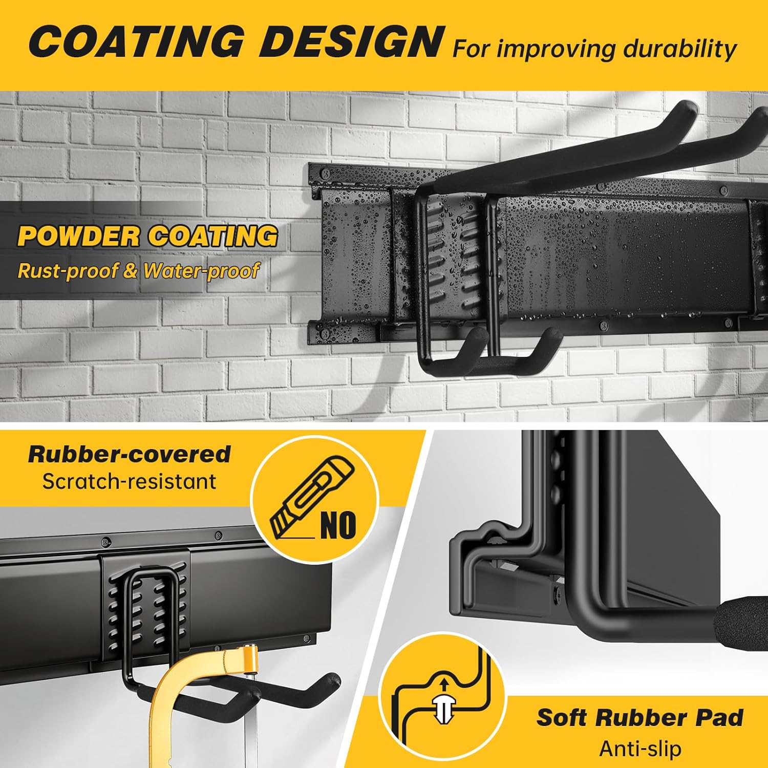 UUP 32-Inch Garage Storage | Heavy-Duty Wall Mount Garden Tool Organizer with Adjustable Hooks