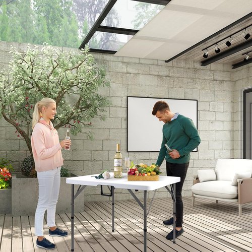 Byliable Folding Card Table - Heavy Duty 34" Portable Utility Table in White | Ideal for Indoor & Outdoor Use