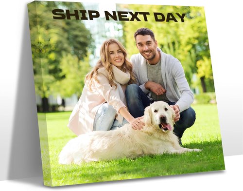 Custom Canvas Prints with Your Photos - Text Customized Canvas Wall Art Personalized Pictures Print Custom Photo Gifts for Family, Wedding, Baby, Pets, Home Office Decor, Wrapped Frame 12X12