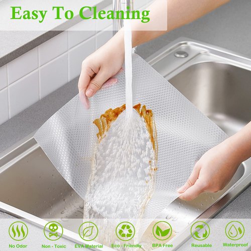 Cabinet Liners Non Adhesive Clear Kitchen Drawer Shelf Liner, 24 in x 20 FT Non Slip Waterproof Fridge Mat for Refrigerator, Dresser, Wire Shelf, Toolbox, Cupboard, Pantry, Storage and Desk