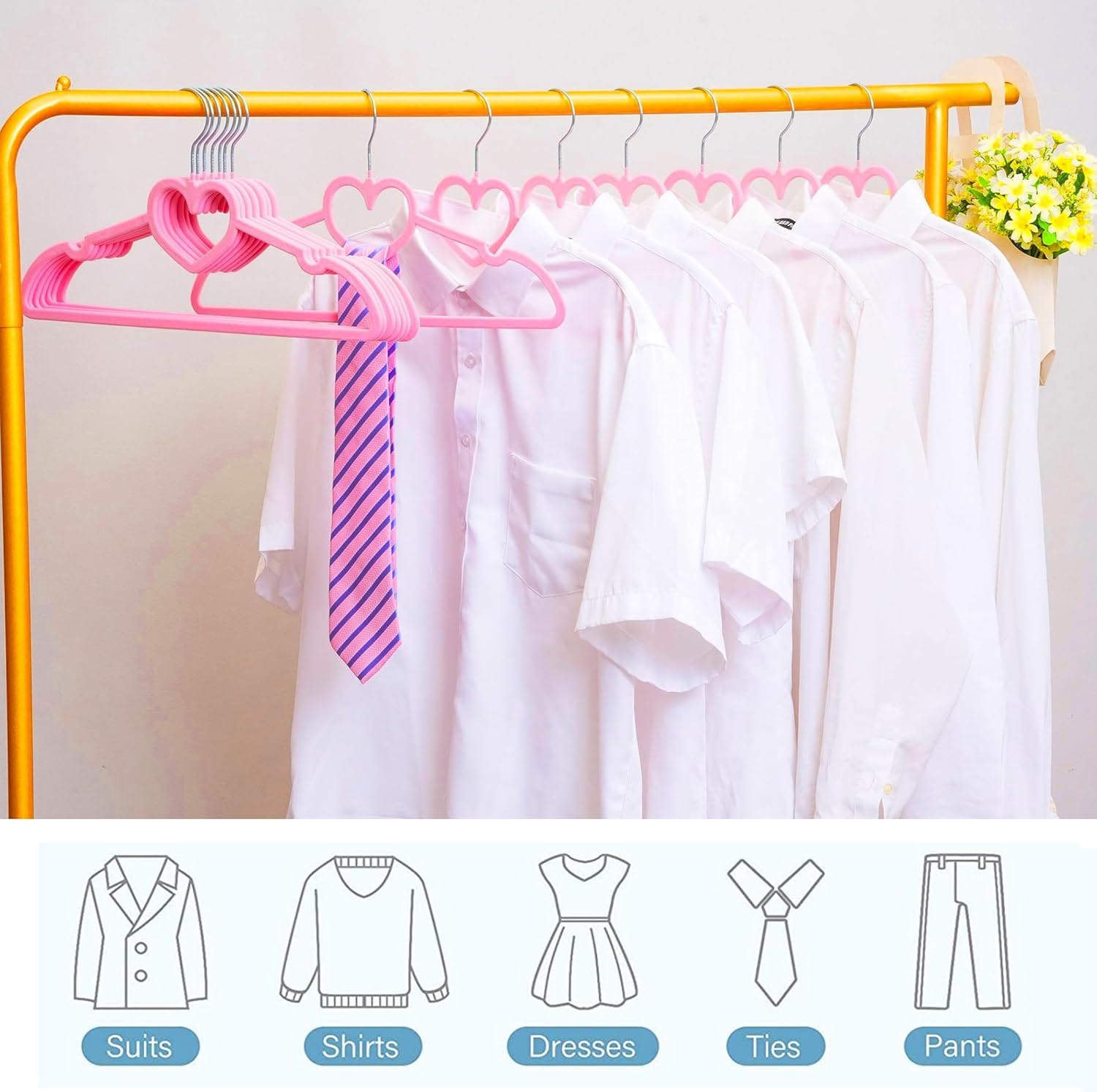 Velvet Hangers 20 Pack - 16" Non-Slip Slim Adult Hangers with 360° Swivel Hook | Durable Pink Design for Coats & Dresses