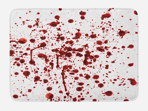 Ambesonne Horror Bath Mat, Splashes of Blood Grunge Style Bloodstain Horror Scary Zombie Halloween Themed Print, Plush Bathroom Decor Mat with Non Slip Backing, 30.2" x 20", White Red