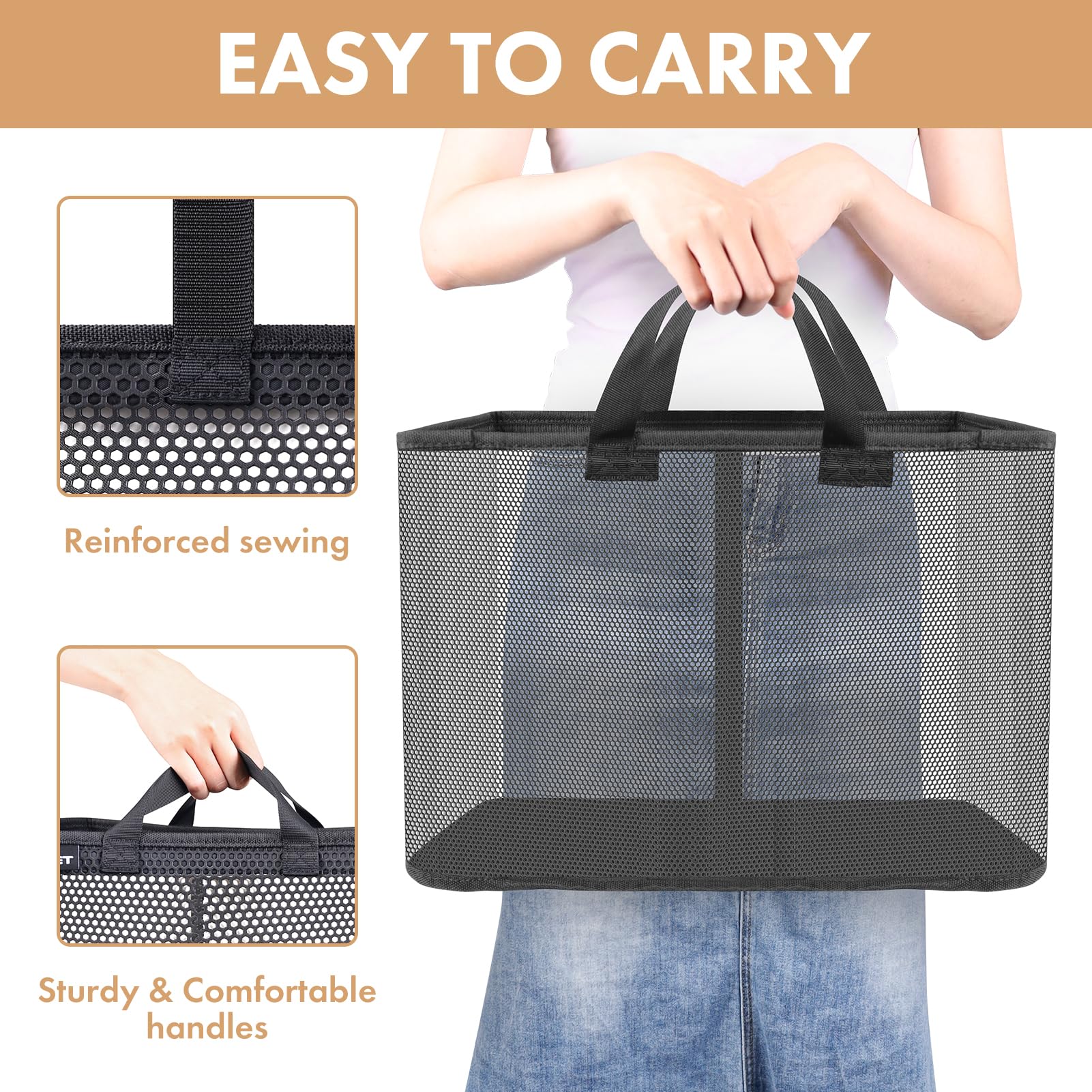 NPET 27L Laundry Basket Collapsible Laundry Hamper with PEVA Waterproof Material Clothes Bag Storage Basket Bin for Laundry,Bedroom and Domitory