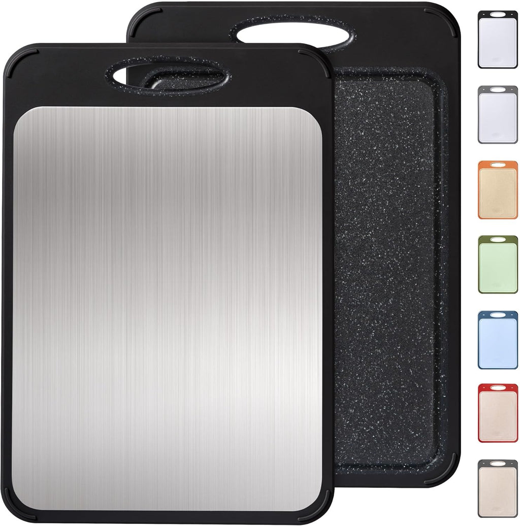 Stainless Steel Cutting Board - Non-Toxic Double-Sided Chopping Board for Meat & Vegetables | 16” x 11” Easy to Clean