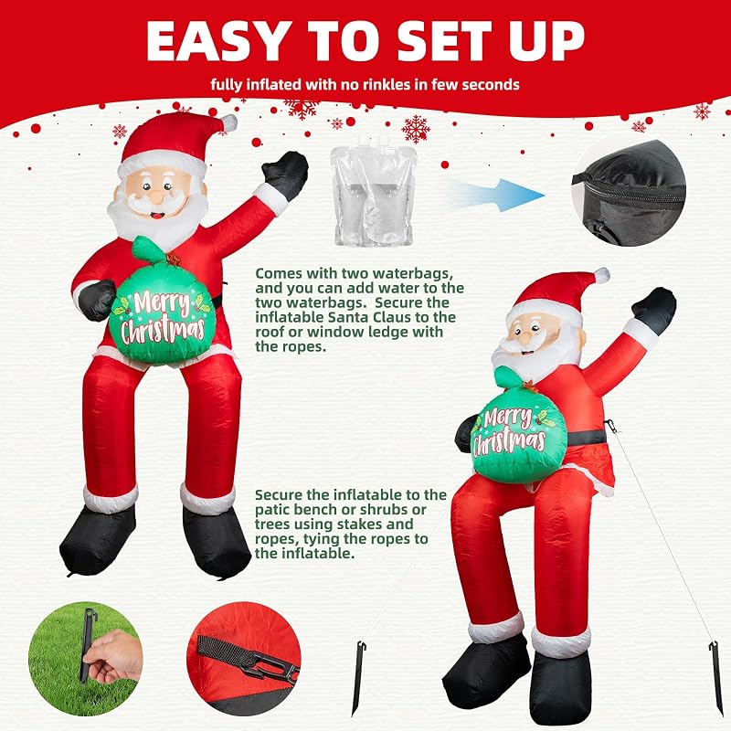 5.6 ft Christmas Inflatable Santa Claus with LED Lights – Weatherproof Yard Decor