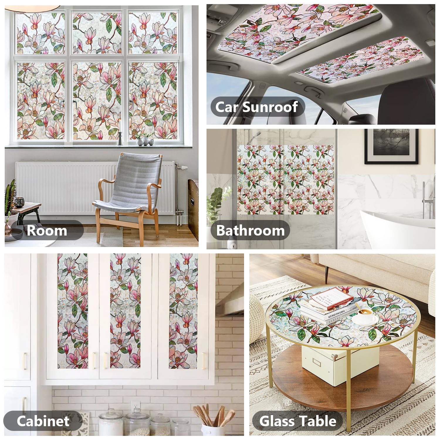 Ranzdn Window Privacy Film, Stained Glass, Static Cling, 17.5" x 78.7"