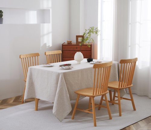 AORISSI 100% French Flax Linen Tablecloths Rectangle 132Lx60W Inch for Dinners, Parties, Easter, Halloween, Camping, Stone Washed, Textured, Machine Washable, 12-14 Sets (60''x132'', Natural Linen)