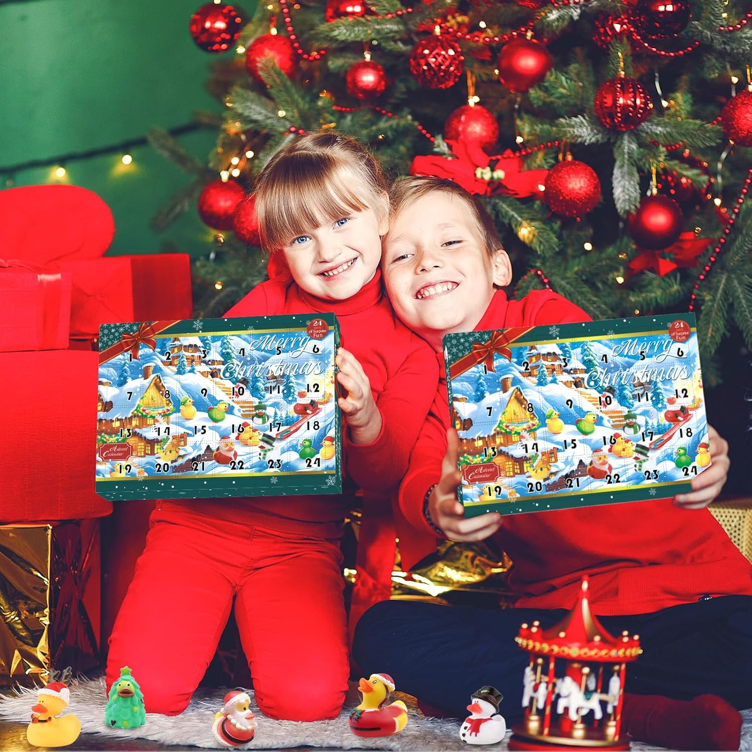 Skiennix Christmas Advent Calendar 2025 - 24 Rubber Ducks for Holiday Countdown Fun | Bath Toy Set
