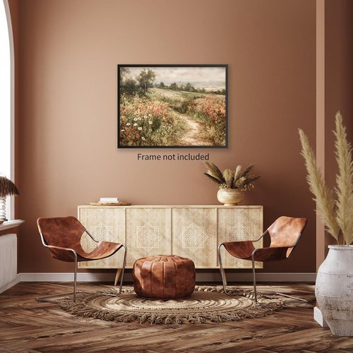 Haitunone Wildflower Wall Art - Retro Botanical Canvas Print for Farmhouse Decor | 12x16 Inch Unframed