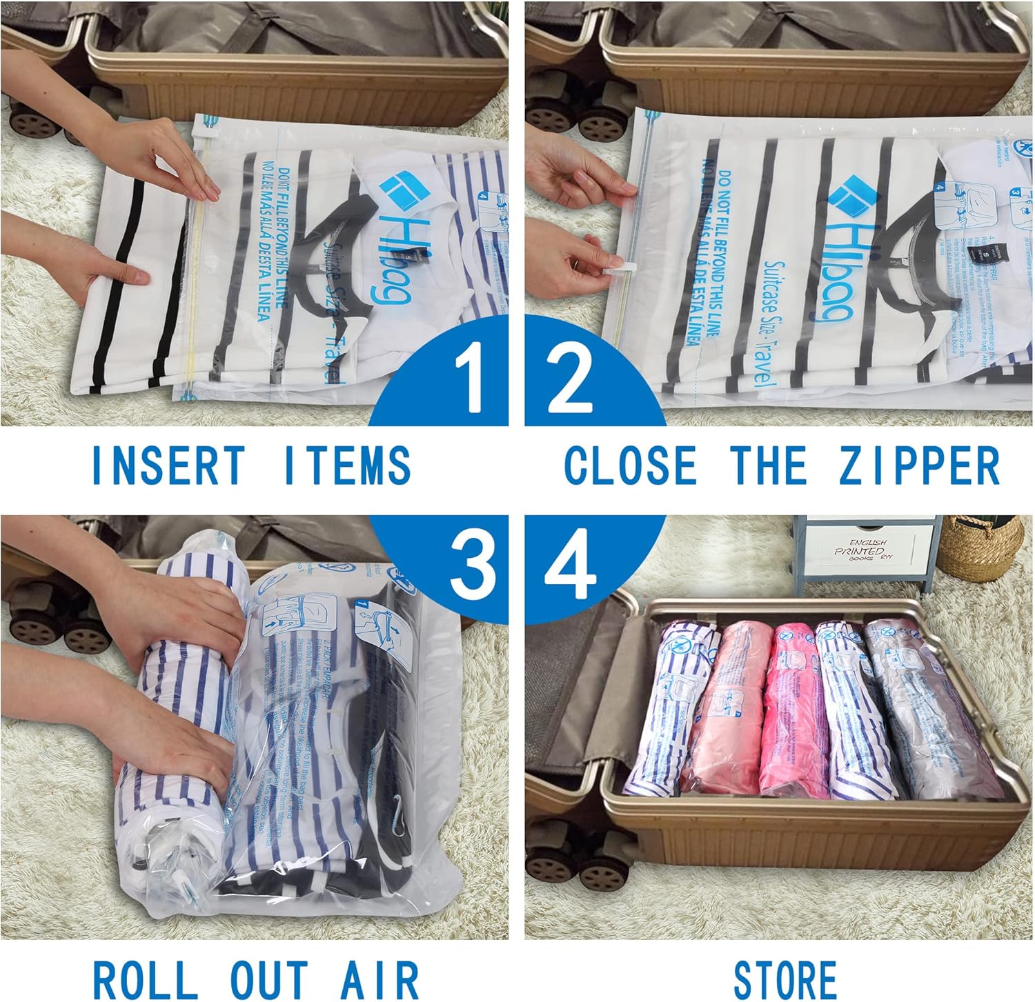 Skiennix Vacuum Storage Bags - Space-Saving Sealable Bags for Clothes & Bedding | 20-Pack