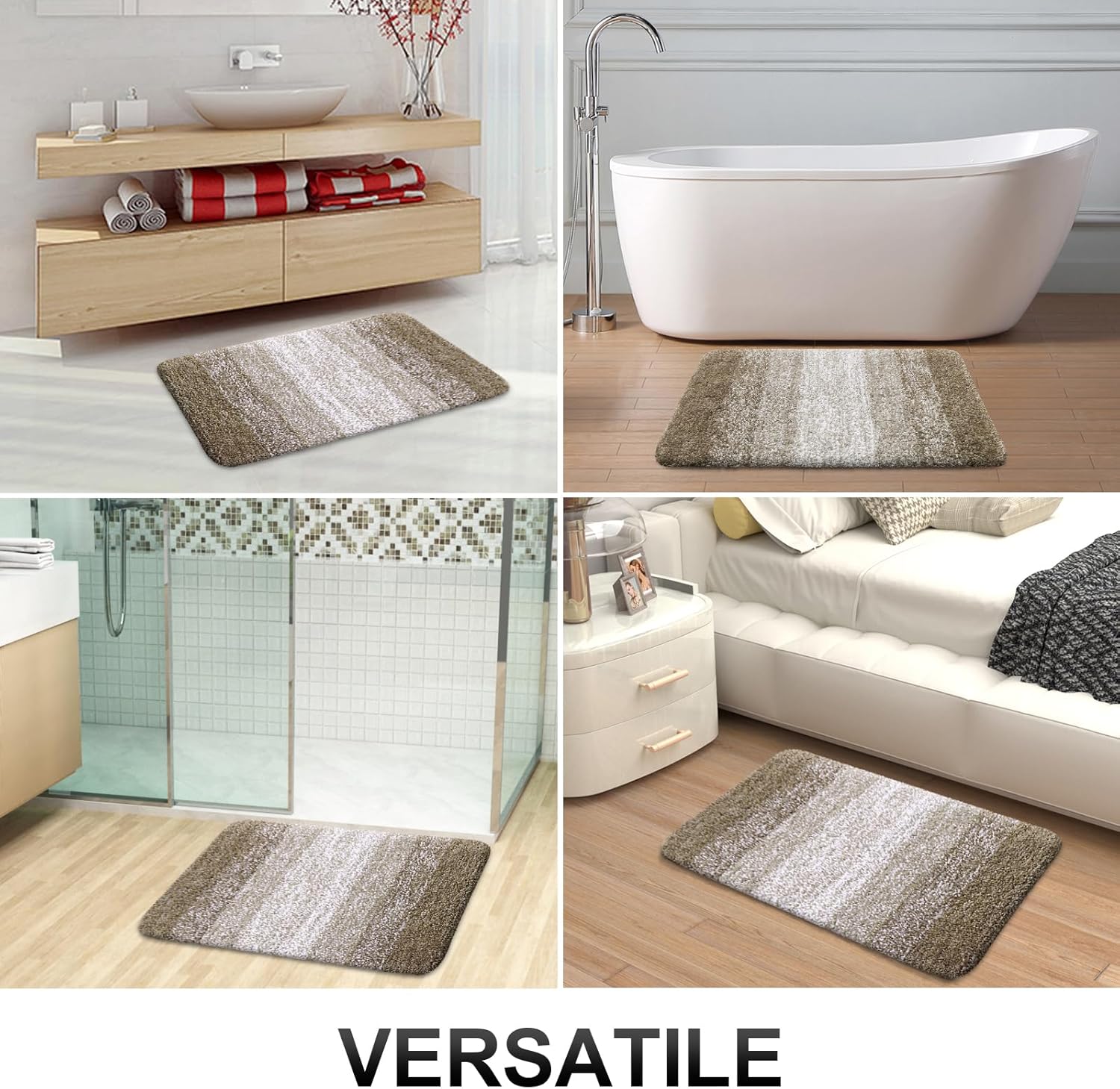 OLANLY Large Bathroom Rug Mat - Extra Soft Microfiber, Quick Dry, Machine Washable | 54x24, Coffee Color