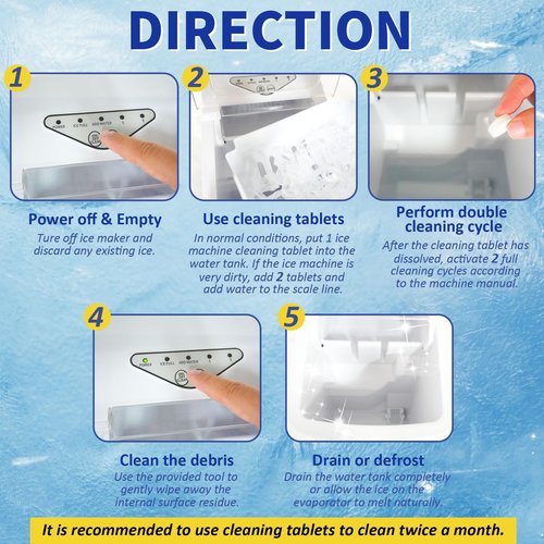 STREALE Ice Machine Cleaner Maker and Descaler - 24 Ice Maker Cleaner Tablets Compatible with All Major Brands, Nickel Safe Descaler Countertop Portable Commercial Icemaker Cleaning Solution