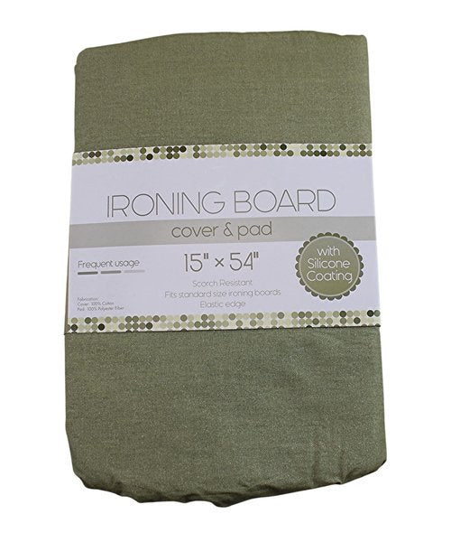 Silicone Coating Metallic Finish Ironing Board Cover and Pad Set 15" x 54" Standard Size Ironing Board (Gold)