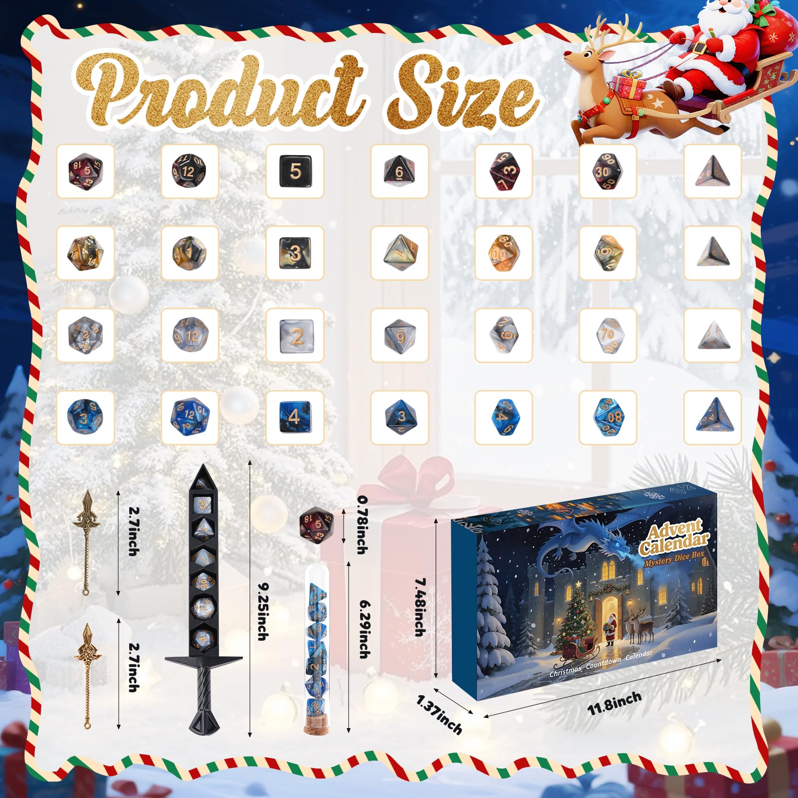 DND Dice Advent Calendar 2026, Mystery Christmas Advent Calendar 24 Days, Surprise D&D Gifts, DND Dice Set for Dungeons and Dragons RPG, MTG, Role Playing Table Game