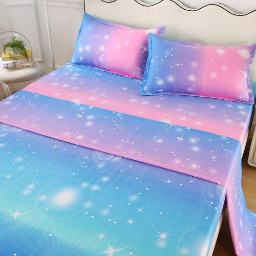 IngeCrafts Rainbow Galaxy Sheet Set Twin Size, 4-Piece Bedding with Glitter Star Ombre Design - Ultra-Soft Microfiber for Kids, Girls, Teens (Vibrant Blue, Twin)