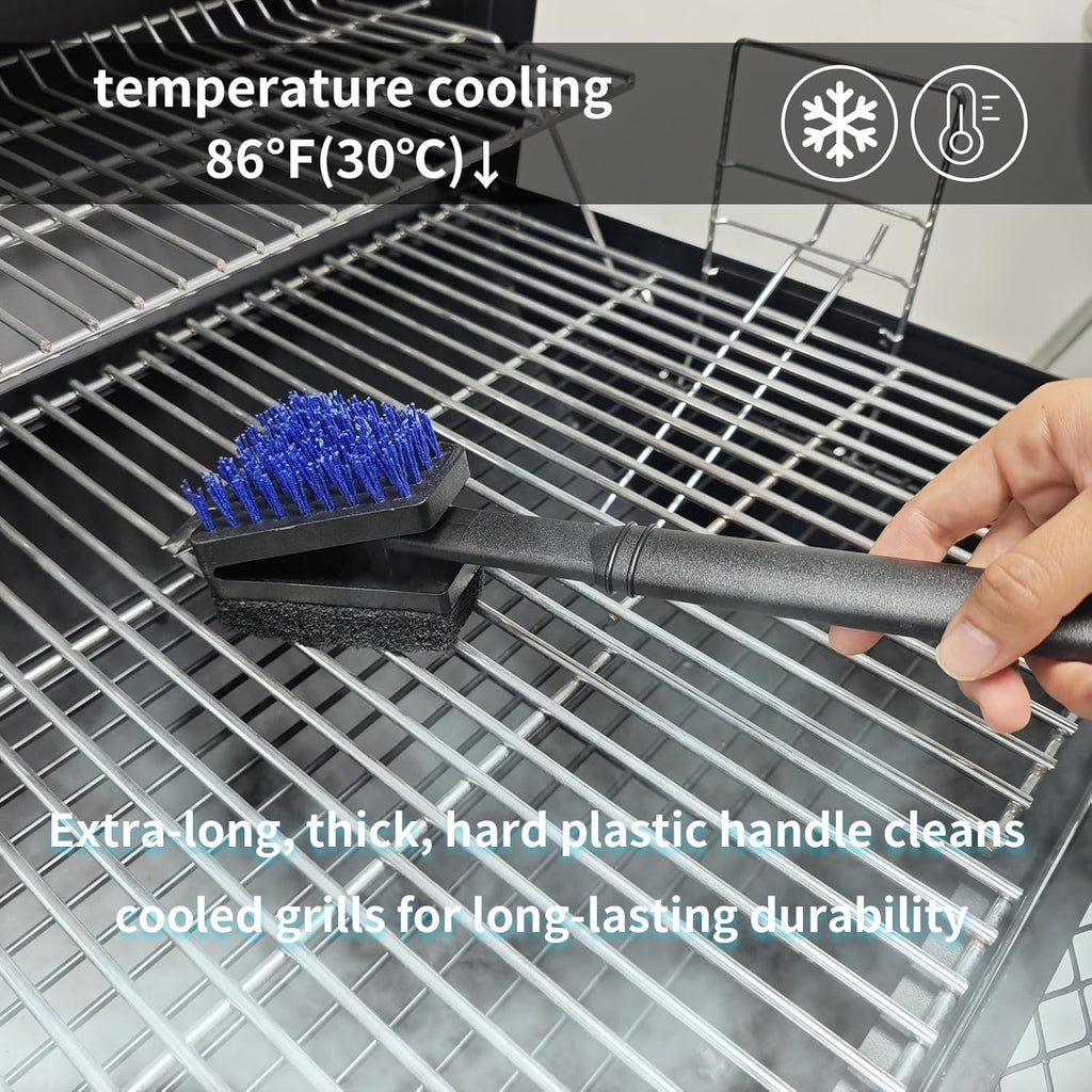 Skiennix Nylon Grill Brush - Safe Bristle-Free BBQ Cleaning Kit | 3-Piece Set for Outdoor Grills