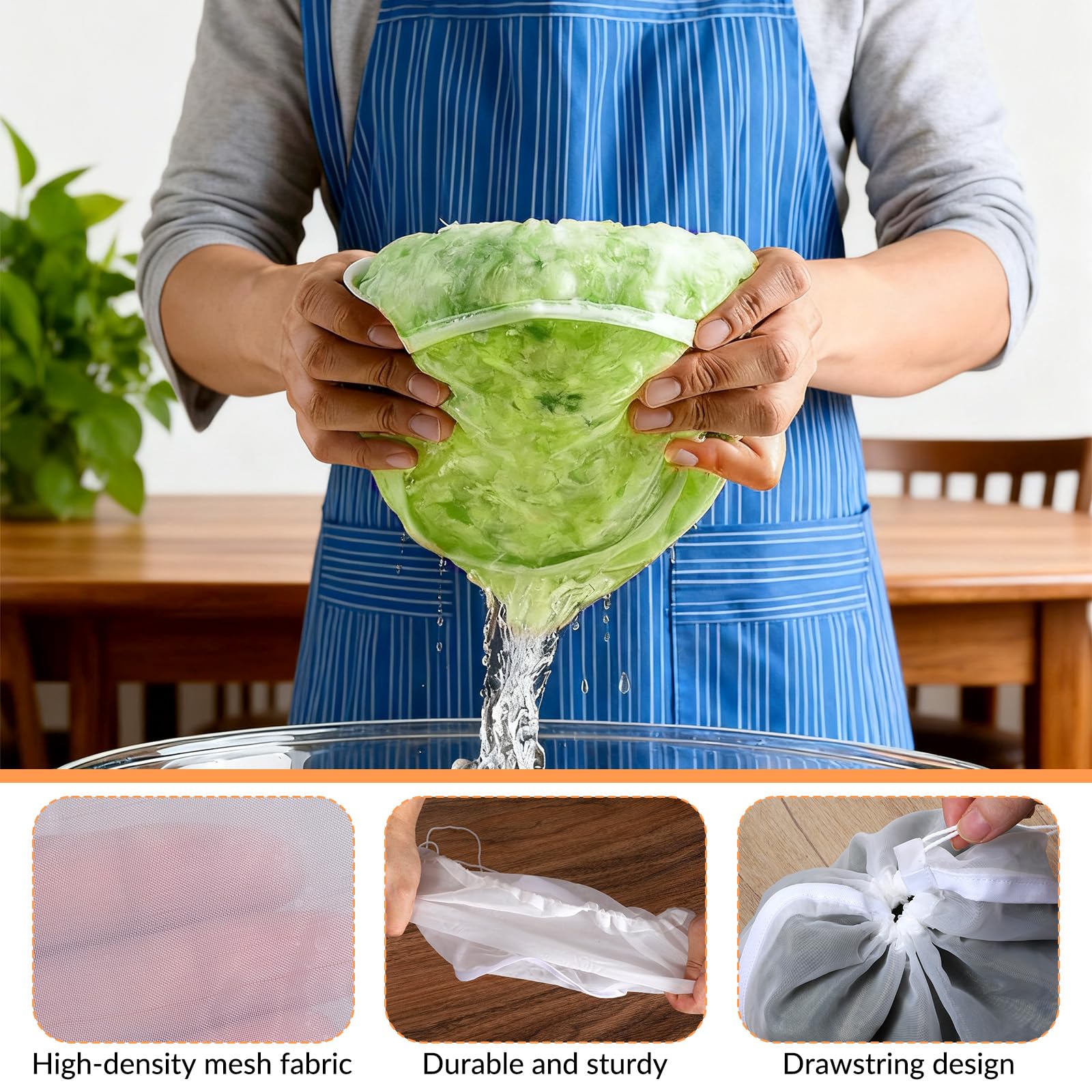 5 PCS Cheese Cloth Bags for Straining Reusable Nylon Fine Mesh Filter Bags Cheesecloth Bag Nut Milk Bag For Nut Milk, Dumpling Fillings, Juice, Cooking and Cheese Making 15 Inch