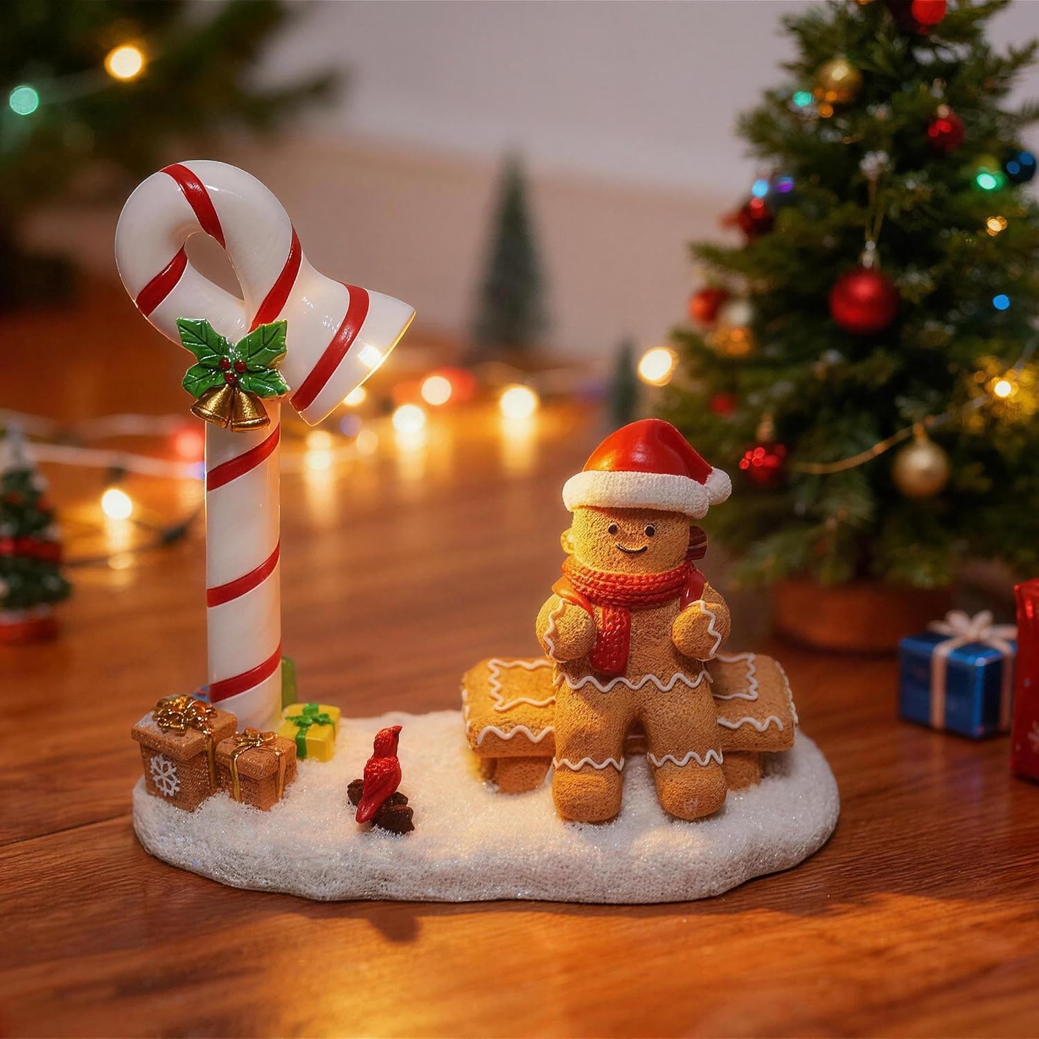 Skiennix Christmas Gingerbread Man Figurines - Cute Indoor Home Decor for Table Top Centerpiece