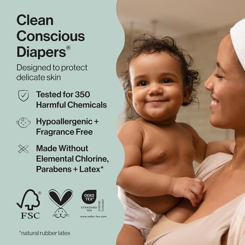 Honest Company Comfort Dry Disposable Diapers - Hypoallergenic for Sensitive Skin | Newborn Size, 72 Count