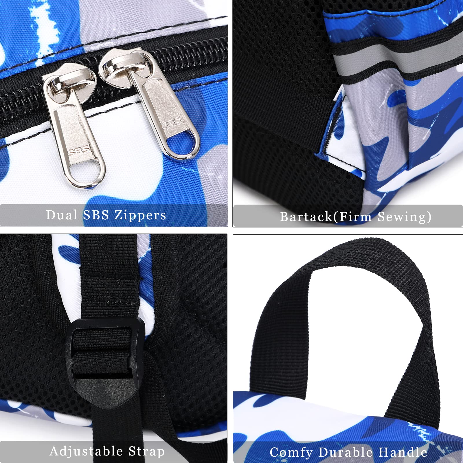 DSIUE Backpacks for Boys School Bags for Kids Elementary Bookbag and Lunch Box Set Camo Blue