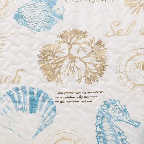 Lush Decor Harbor Life Furniture Protector, Couch Cover, 116" W x 75" L, Blue & Taupe - Quilted Coastal Couch Cover - Nautical Furnishings - Pet Sofa Covers - Furniture Covers For Sofa & Loveseat