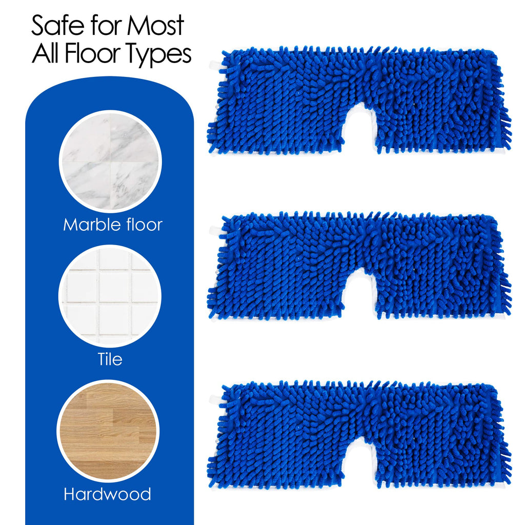 Houseables Dust Mop Replacement Head, Floor Mop Pads, Reusable Microfiber Flip Pads, Refill, Dust Head Replacement, Covers Washable, Refills, Flat, Dry, Wet, Rectangular, Double Sided, 18 Inch, 3 PK