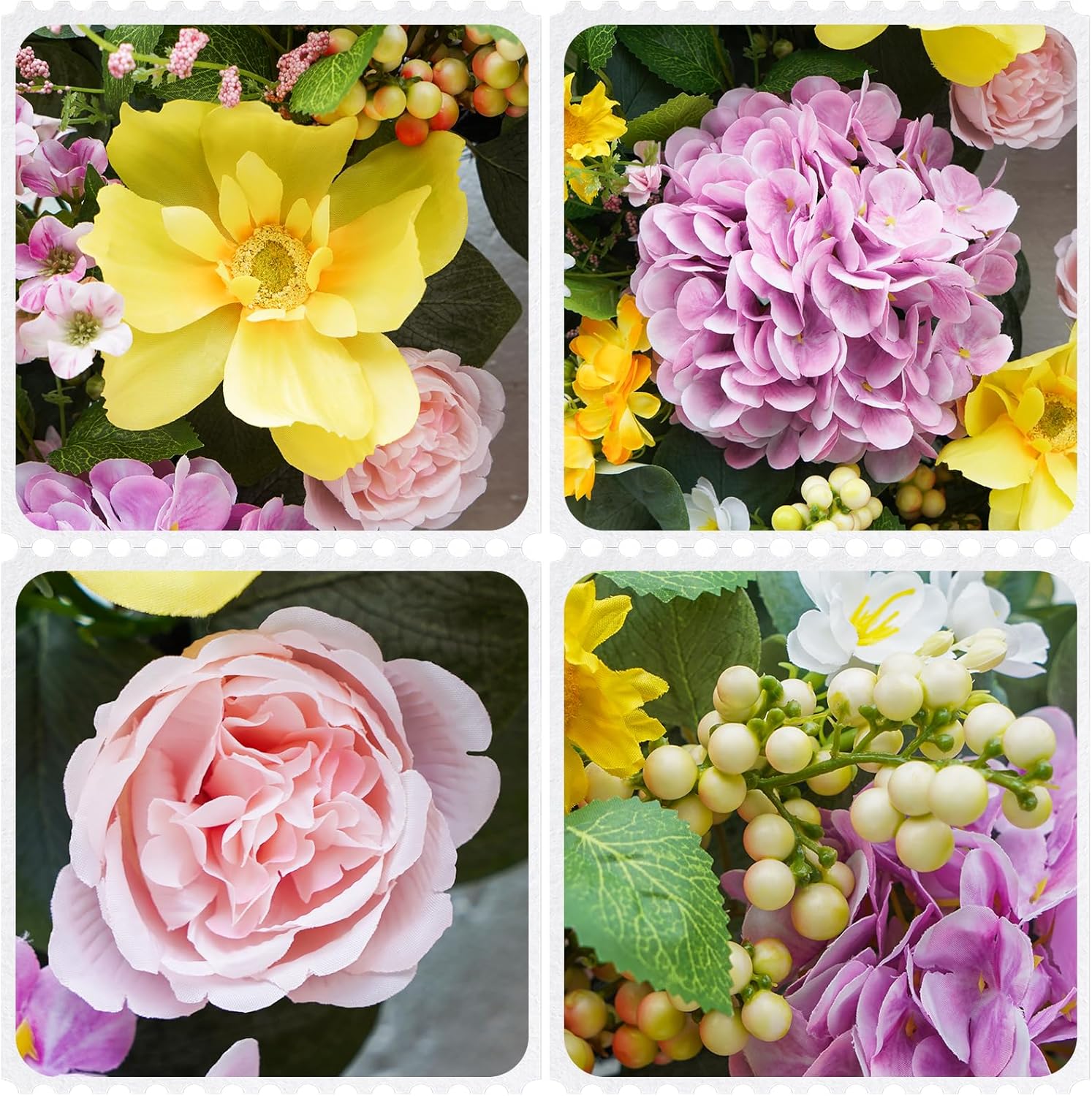 Vibrant Hydrangea & Rose Wreath by [Brand Name] - 24 Inch Summer Floral Decor for Front Door & Porch