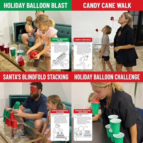 Funwares 24 Days of Christmas Games - Advent Calendar with Fun Minute to Win It Challenges for 2-12 Players