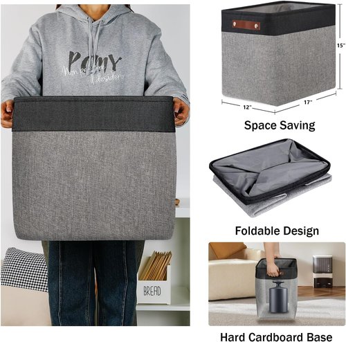 DULLEMELO Extra Large Storage Baskets - Fabric Organizing Bins for Toys & Books | Black & Grey, 2-Pack