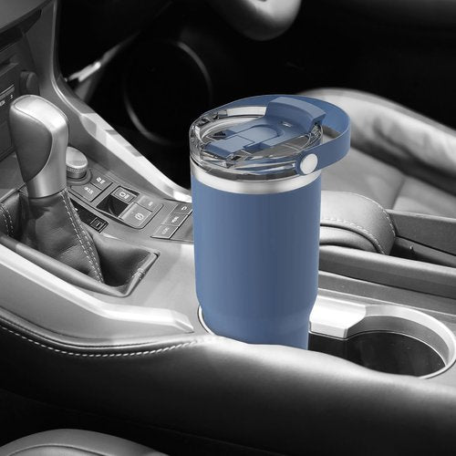 Oggi 30oz Vacuum Insulated Tumbler with Lid & Top Carry Handle – Stainless Steel Coffee Thermos, Travel Mug, Fits Cup Holders, Sweatproof, for Hot or Cold Drinks, Insulated Mug for Adults, Blue