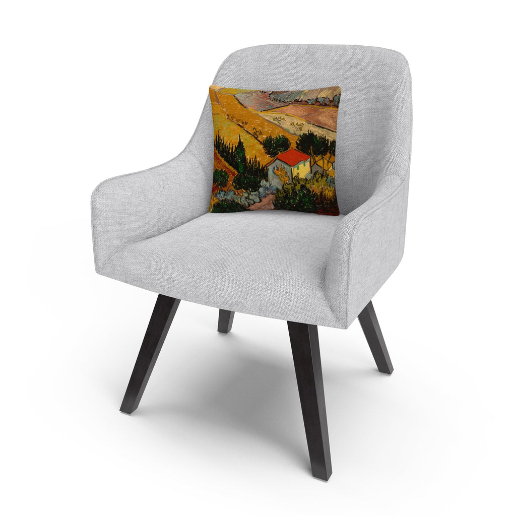 Trademark Fine Art Vincent Van Gogh 'Landscape with House' 16" X 16" Decorative Throw Pillow