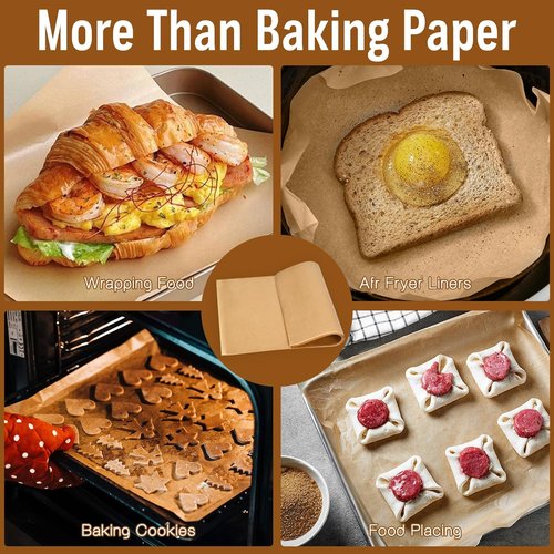 Kovpnor Parchment Paper Sheets - 100 Pcs Unbleached Non-Stick Baking Sheets | 9x13 In for Grilling & Air Frying