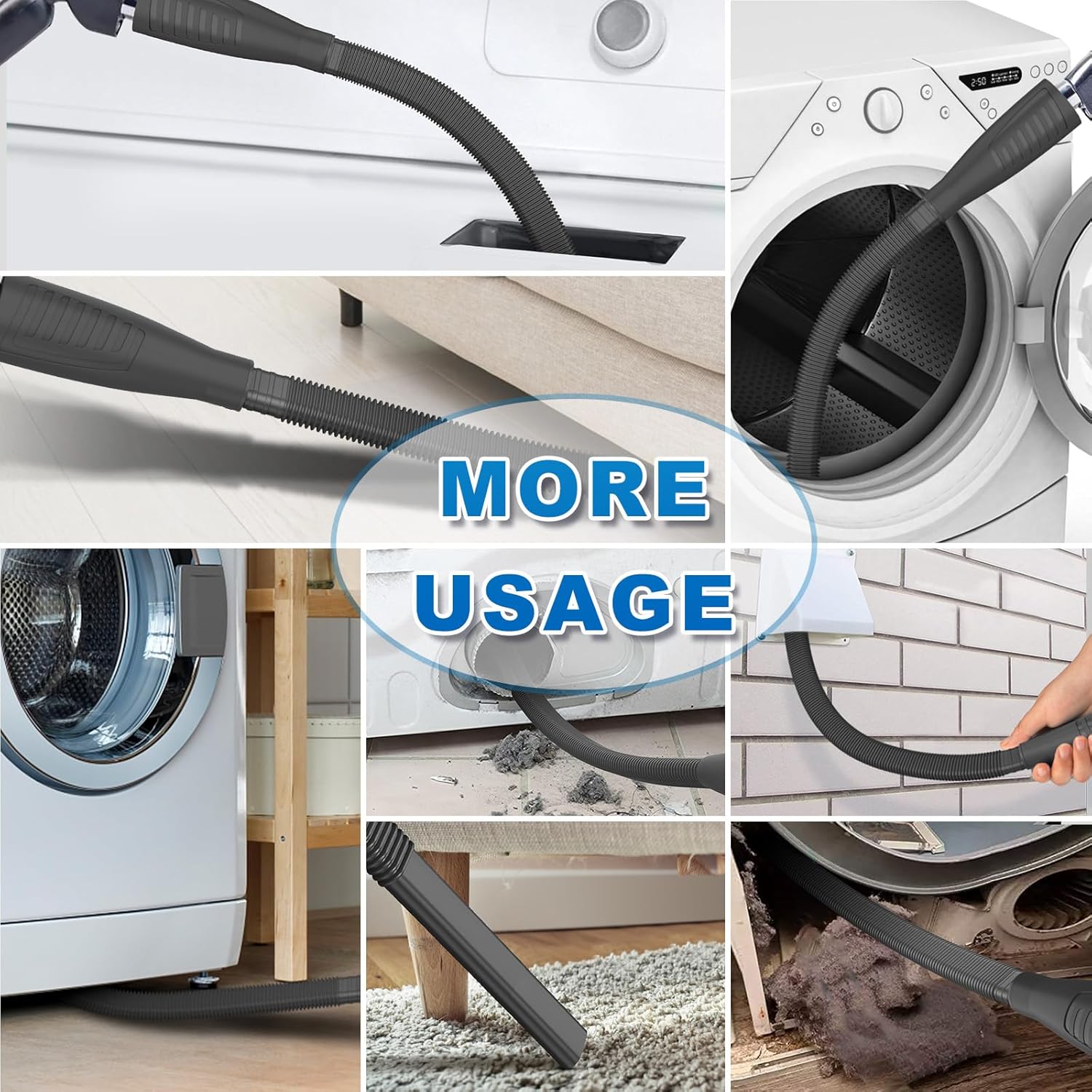 Sealegend Dryer Vent Cleaner Kit - 2 Flexible Lint Brushes & Vacuum Hose Attachments | Black