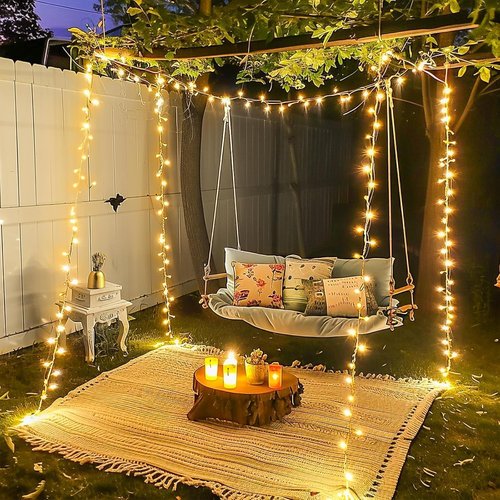 JMEXSUSS 400 LED Christmas Lights - 132 Ft Warm White String Lights with Remote | 8 Twinkle Modes for Indoor & Outdoor Holiday Decor