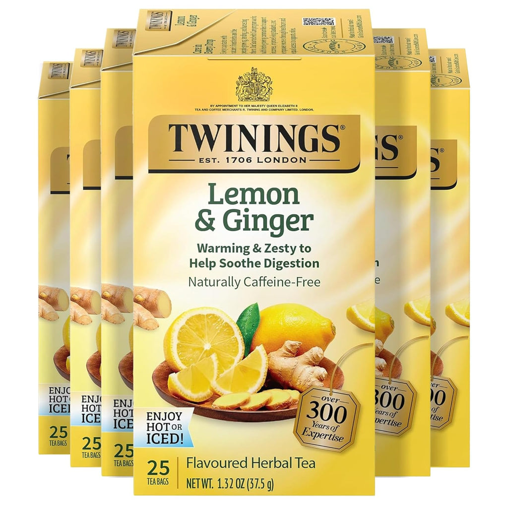 Twinings Lemon & Ginger Herbal Tea - Spicy Ginger & Lemon Peel | 150 Individually Wrapped Bags