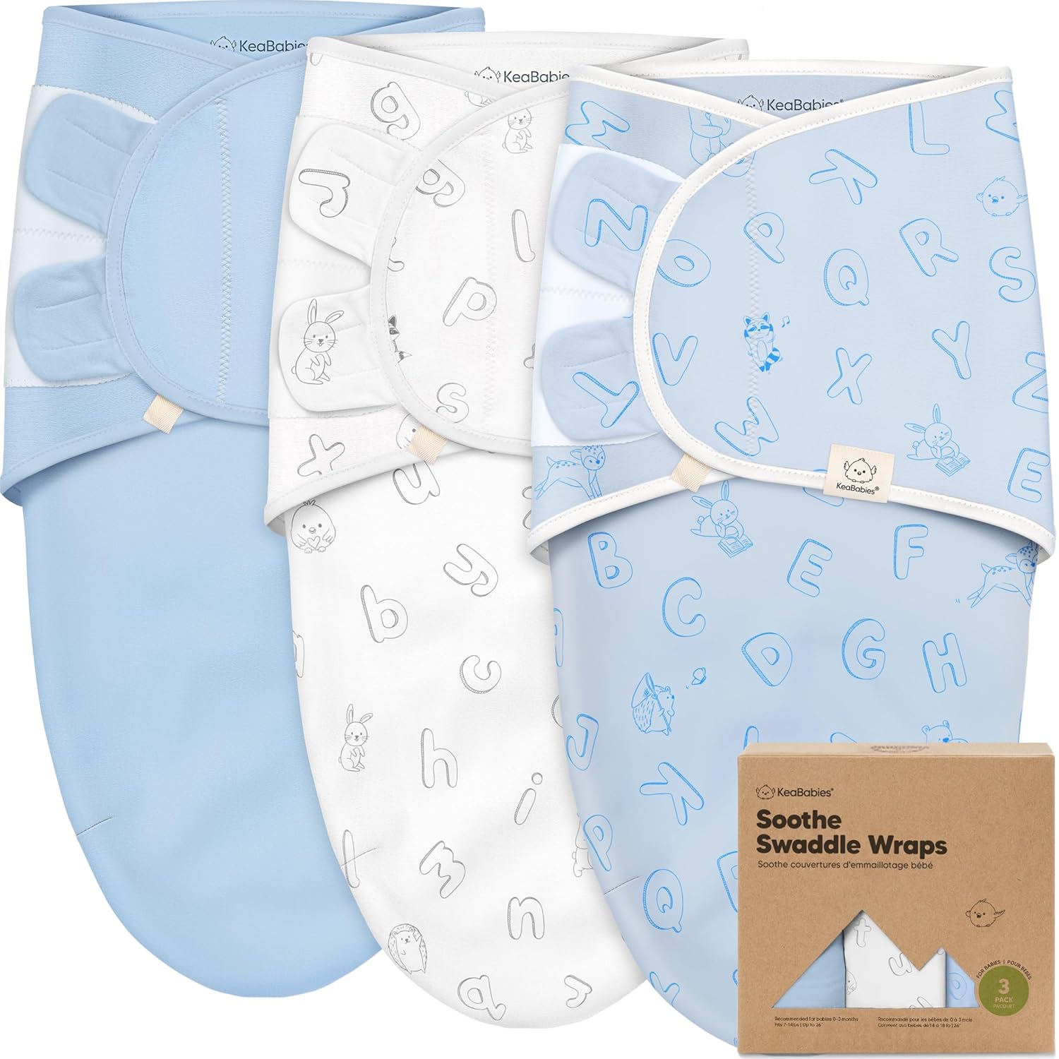 Skiennix 3-Pack Organic Baby Swaddle Sleep Sacks - Soft & Snug Newborn Swaddles for Infants 0-3 Months | ABC Land Cloud Design