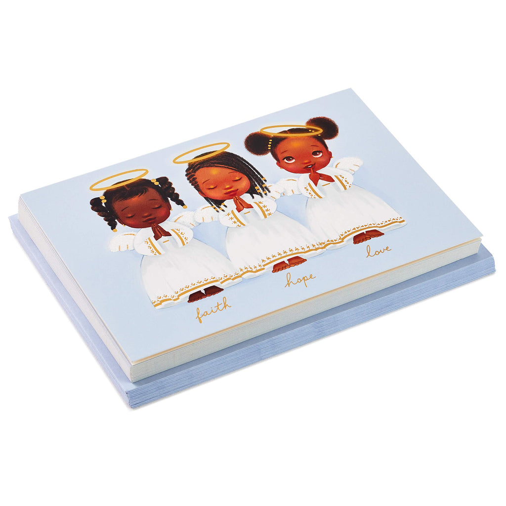 Hallmark Mahogany Boxed Christmas Cards, Three Angels (16 Cards and 17 Envelopes)
