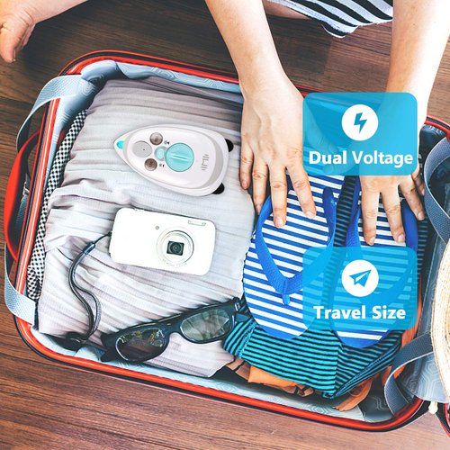 IIMII Mini Travel Steam Iron, Dual Voltage 420W Power, Fast Heat Up, Powerful Steam, Non-Stick Soleplate and Compact Design, Best Travel Quilting Sewing Iron